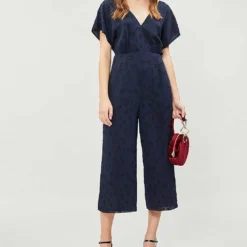 Whistles Waist-tie Back Star-jacquard Woven Jumpsuit -Default Template 2 501 10019 028371 NAVY ALT01