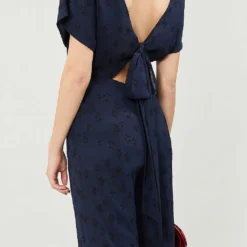 Whistles Waist-tie Back Star-jacquard Woven Jumpsuit -Default Template 2 501 10019 028371 NAVY ALT03