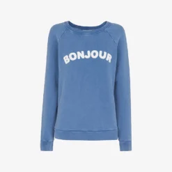 Whistles Bonjour Embroidered Cotton Jumper