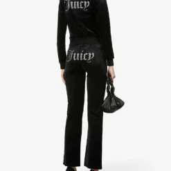 Juicy Couture Logo-embellished Velour Hoody -Default Template 2 R03794027 BLACK ALT01