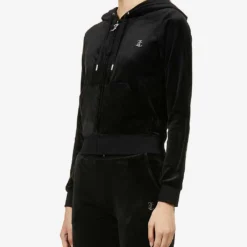 Juicy Couture Logo-embellished Velour Hoody -Default Template 2 R03794027 BLACK ALT02