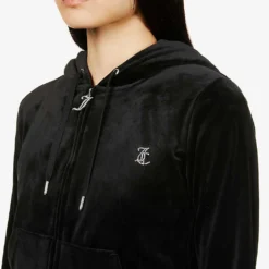 Juicy Couture Logo-embellished Velour Hoody -Default Template 2 R03794027 BLACK ALT04