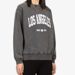 ANINE BING Ramona Branded Cotton-jersey Sweatshirt -Default Template 2 R03841904 WASHEDBLACK ALT02