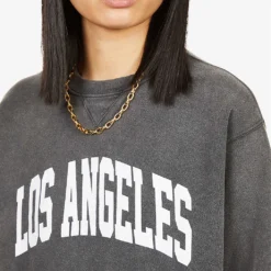 ANINE BING Ramona Branded Cotton-jersey Sweatshirt -Default Template 2 R03841904 WASHEDBLACK ALT04