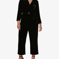 Whistles Avery Belted Wide-leg Velvet Jumpsuit -Default Template 2 R03869072 BLACK ALT02