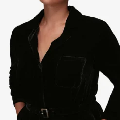 Whistles Avery Belted Wide-leg Velvet Jumpsuit -Default Template 2 R03869072 BLACK ALT04