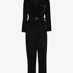 Whistles Avery Belted Wide-leg Velvet Jumpsuit