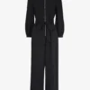 Whistles Estelle Puffed-sleeved Belted Woven Jumpsuit -Default Template 2 R03873964 BLACK M
