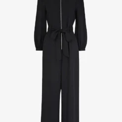Whistles Estelle Puffed-sleeved Belted Woven Jumpsuit