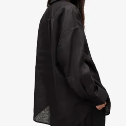 AllSaints Inez Oversized-fit Linen Shirt -Default Template 2 R03885691 BLACK ALT03