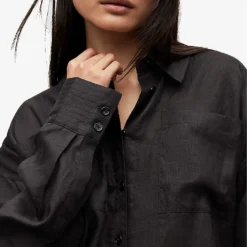 AllSaints Inez Oversized-fit Linen Shirt -Default Template 2 R03885691 BLACK ALT04