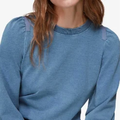 Whistles Puff Sleeve Stretch Cotton-jersey Sweatshirt -Default Template 2 R03894958 BLUE ALT02