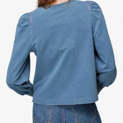 Whistles Puff Sleeve Stretch Cotton-jersey Sweatshirt -Default Template 2 R03894958 BLUE ALT03