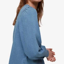 Whistles Puff Sleeve Stretch Cotton-jersey Sweatshirt -Default Template 2 R03894958 BLUE ALT04