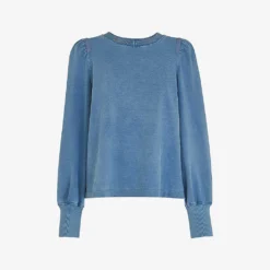 Whistles Puff Sleeve Stretch Cotton-jersey Sweatshirt