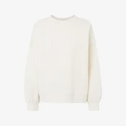 Whistles Cable-embossed Relaxed Fit Cotton Blend Sweatshirt