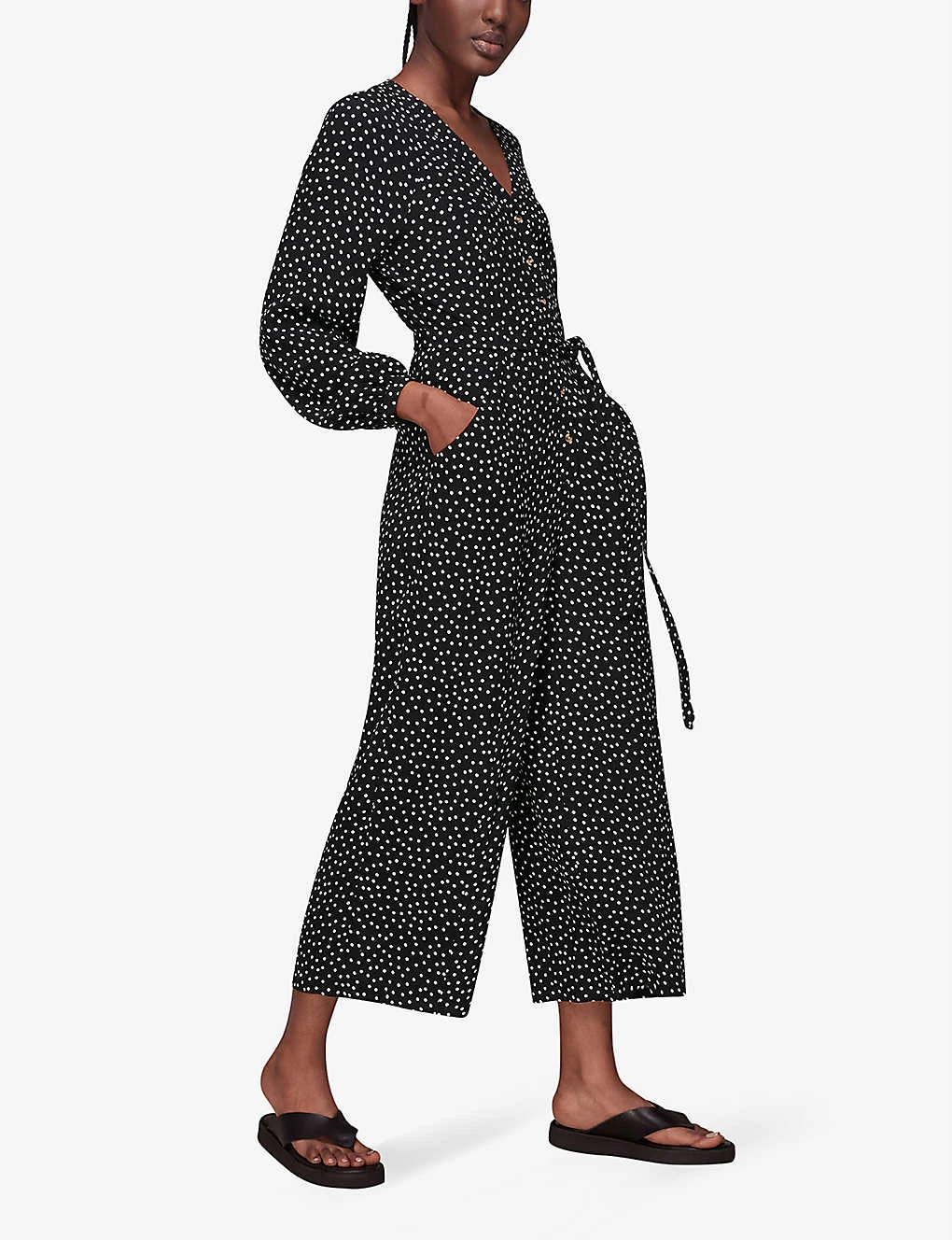 Whistles Lottie Spot-print Wide-leg Woven Jumpsuit 4 Whistles Lottie Spot-print Wide-leg Woven Jumpsuit - Image 2