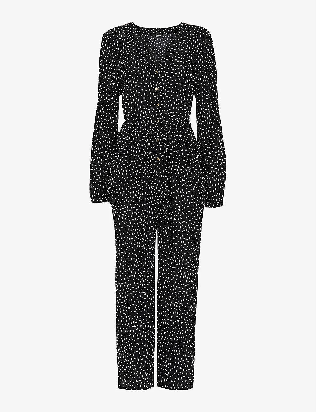 Whistles Lottie Spot-print Wide-leg Woven Jumpsuit 3 Whistles Lottie Spot-print Wide-leg Woven Jumpsuit