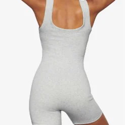 Slim-fit Ribbed Stretch-cotton Playsuit -Default Template 2 R03920629 LIGHTHEATHERGREY ALT03