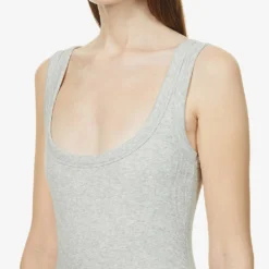 Slim-fit Ribbed Stretch-cotton Playsuit -Default Template 2 R03920629 LIGHTHEATHERGREY ALT04