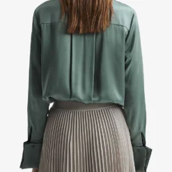 Reiss Hailey Point-collar Silk Shirt -Default Template 2 R03936913 SAGE ALT03