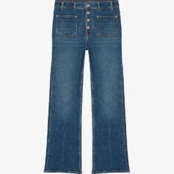 Maje Button-down High-rise Flared-leg Stretch-denim Jeans