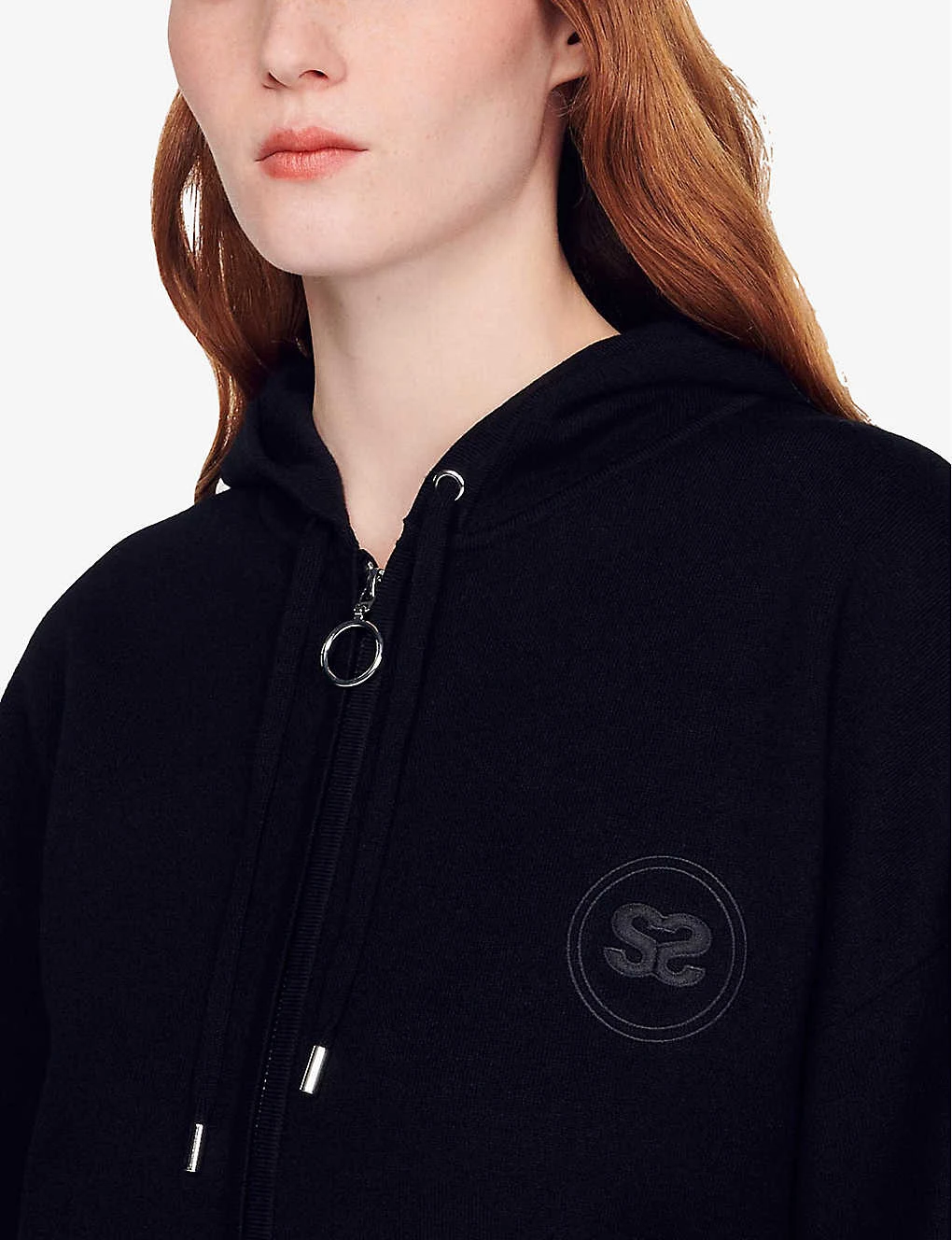 Sandro Boston Logo-patch Cotton-blend Hoody 7 Sandro Boston Logo-patch Cotton-blend Hoody - Image 5