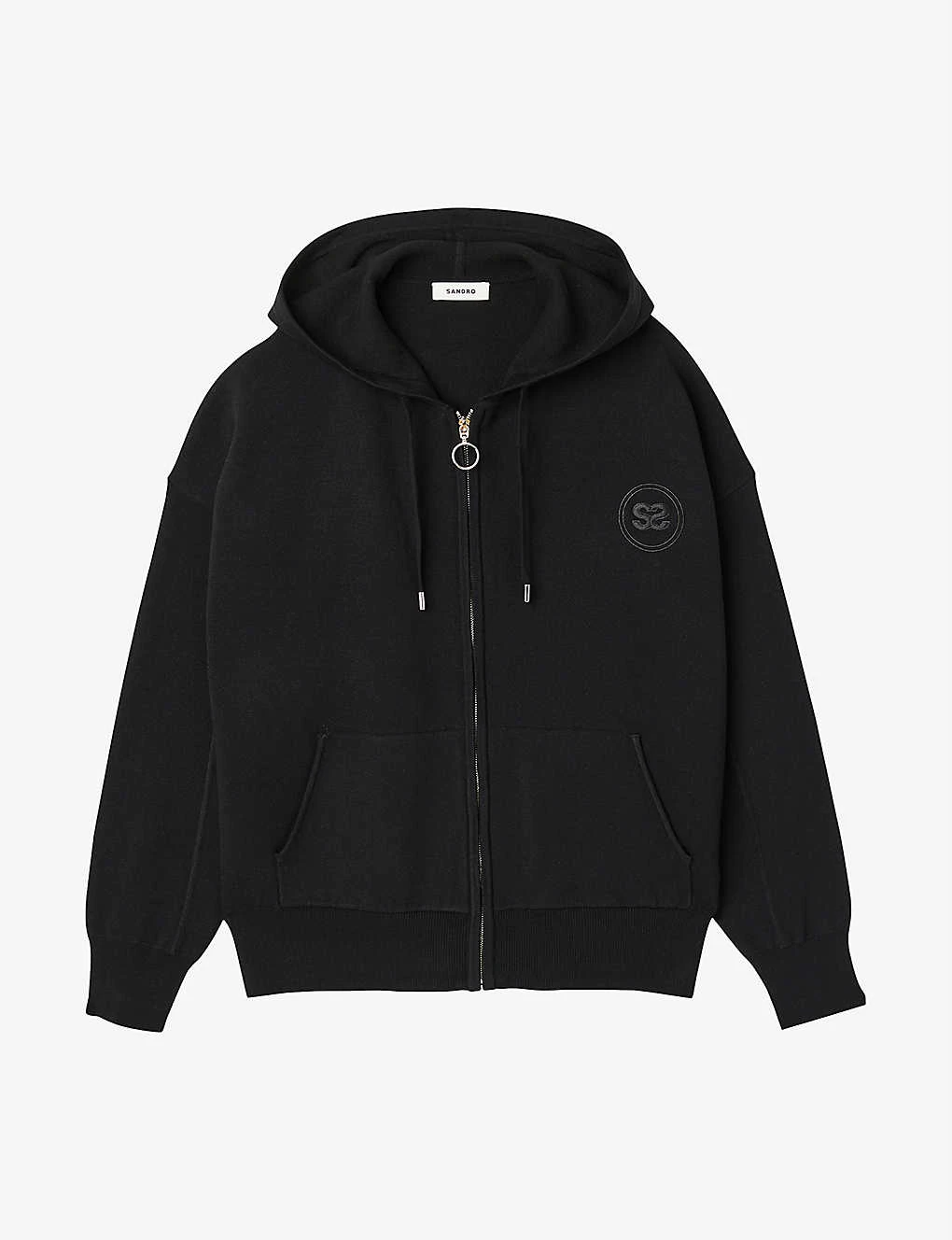 Sandro Boston Logo-patch Cotton-blend Hoody 3 Sandro Boston Logo-patch Cotton-blend Hoody