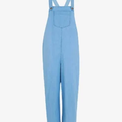 Whistles Rita Sleeveless Relaxed-fit Wide-leg Cotton-blend Dungarees