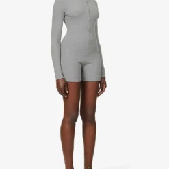 Soft Lounge Ribbed Stretch-jersey Playsuit -Default Template 2 R03958695 HEATHERGREY ALT02