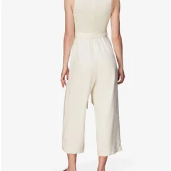 Whistles Shirred Wide-leg Linen-blend Jumpsuit -Default Template 2 R03978364 CREAM ALT03