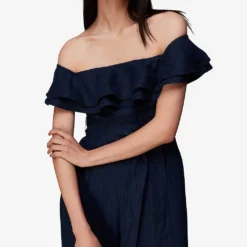 Whistles Tabi Off-shoulder Linen Jumpsuirt -Default Template 2 R03978842 NAVY ALT02