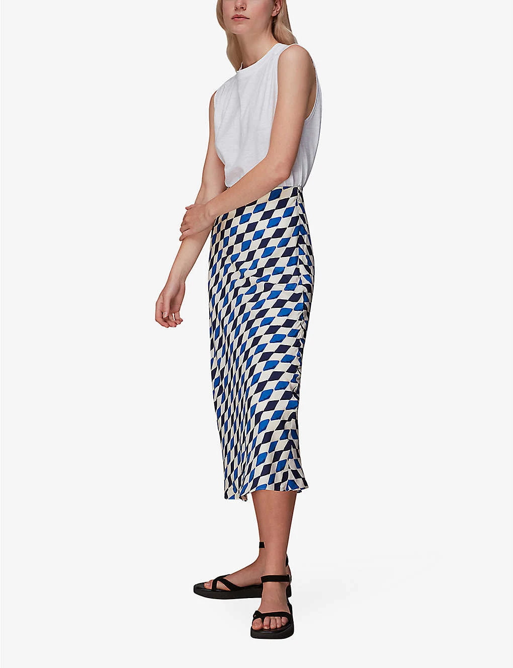 Whistles Diamond-print Bias Cut Woven Midi Skirt 4 Whistles Diamond-print Bias Cut Woven Midi Skirt - Image 2
