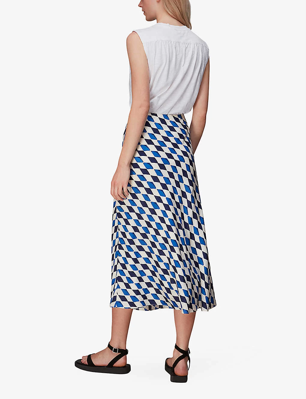 Whistles Diamond-print Bias Cut Woven Midi Skirt 6 Whistles Diamond-print Bias Cut Woven Midi Skirt - Image 4