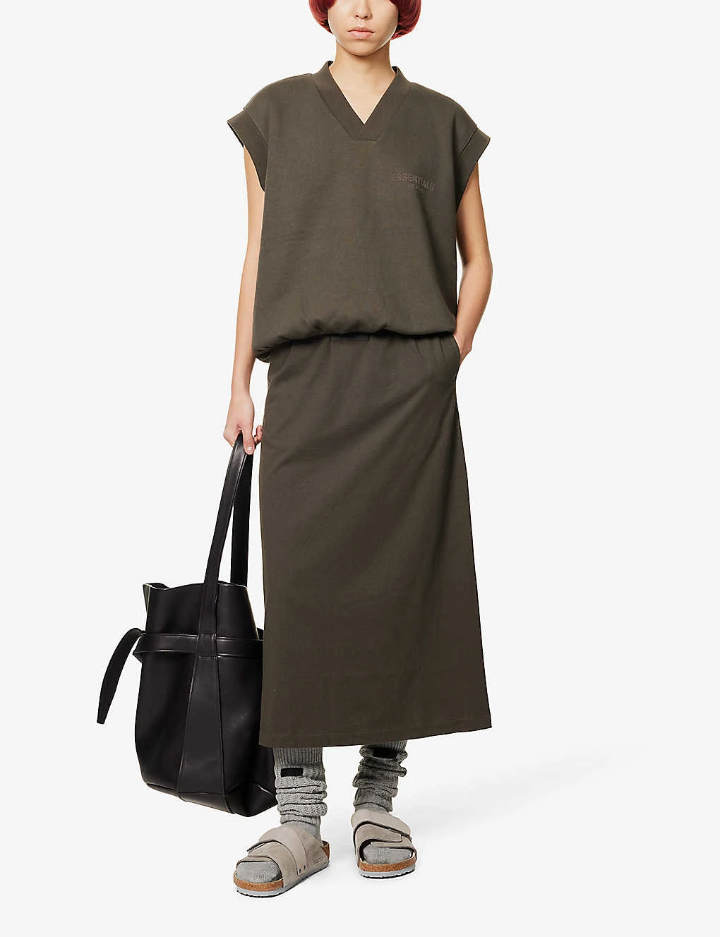 ESSENTIALS Brand-badge Cotton-jersey Midi Skirt 4 ESSENTIALS Brand-badge Cotton-jersey Midi Skirt - Image 2