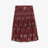 Ted Baker Ariello Floral-print Dropped-waist Pleated Woven Midi Skirt 2 Ted Baker Ariello Floral-print Dropped-waist Pleated Woven Midi Skirt -Default Template 2 R04008504 RED M