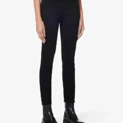 7 For All Mankind Aubrey Slim-fit High-rise Stretch-denim Jeans -Default Template 2 R04009793 BLACK ALT02