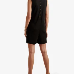 Button-fastened Relaxed-fit Cotton-blend Playsuit -Default Template 2 R04010733 BLACK ALT03