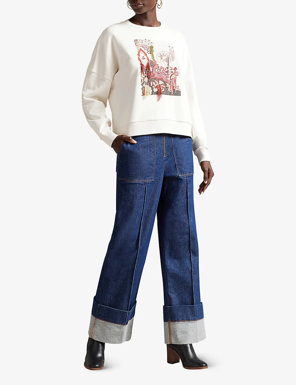 Ted Baker Printty Deer-embroidery Cotton Sweatshirt 4 Ted Baker Printty Deer-embroidery Cotton Sweatshirt - Image 2