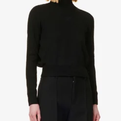Bottega Veneta Turtleneck Brand-embroidered Wool-blend Jumper -Default Template 2 R04064609 BLACK ALT02
