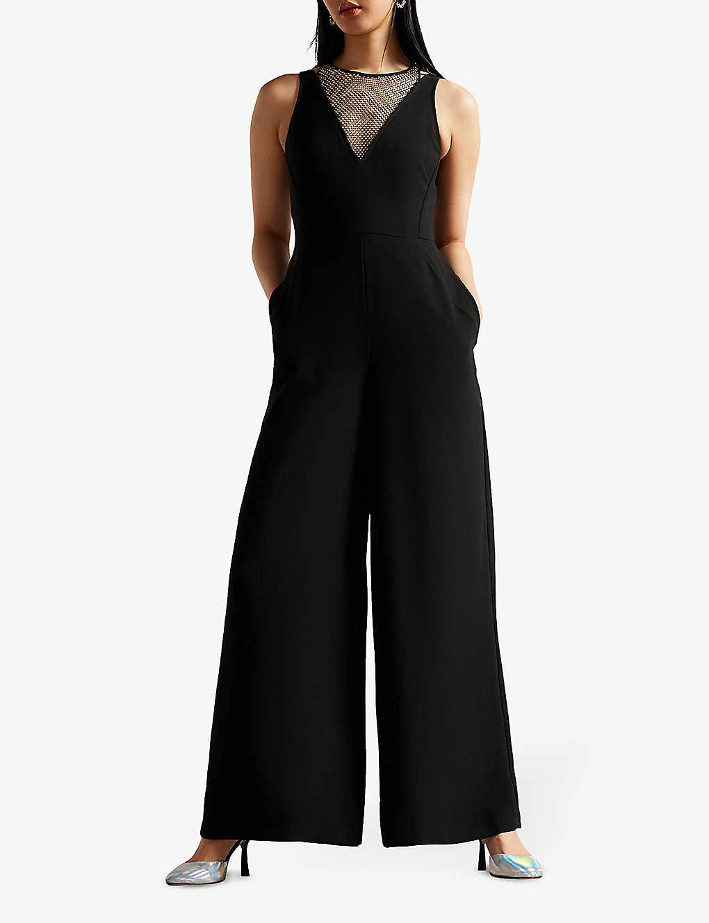 Ted Baker Janvier Crystal-embellished V-neck Woven Jumpsuit 4 Ted Baker Janvier Crystal-embellished V-neck Woven Jumpsuit - Image 2