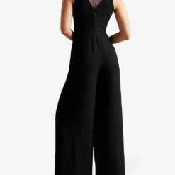 Ted Baker Janvier Crystal-embellished V-neck Woven Jumpsuit 9 Ted Baker Janvier Crystal-embellished V-neck Woven Jumpsuit -Default Template 2 R04070400 BLACK ALT02