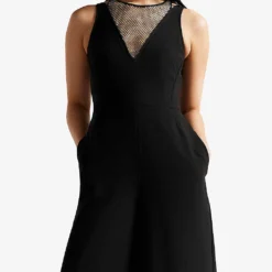 Ted Baker Janvier Crystal-embellished V-neck Woven Jumpsuit 10 Ted Baker Janvier Crystal-embellished V-neck Woven Jumpsuit -Default Template 2 R04070400 BLACK ALT03