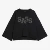 Ted Baker Sassi Metallic Slogan-appliqué Stretch-jersey Sweatshirt -Default Template 2 R04071388 BLACK M