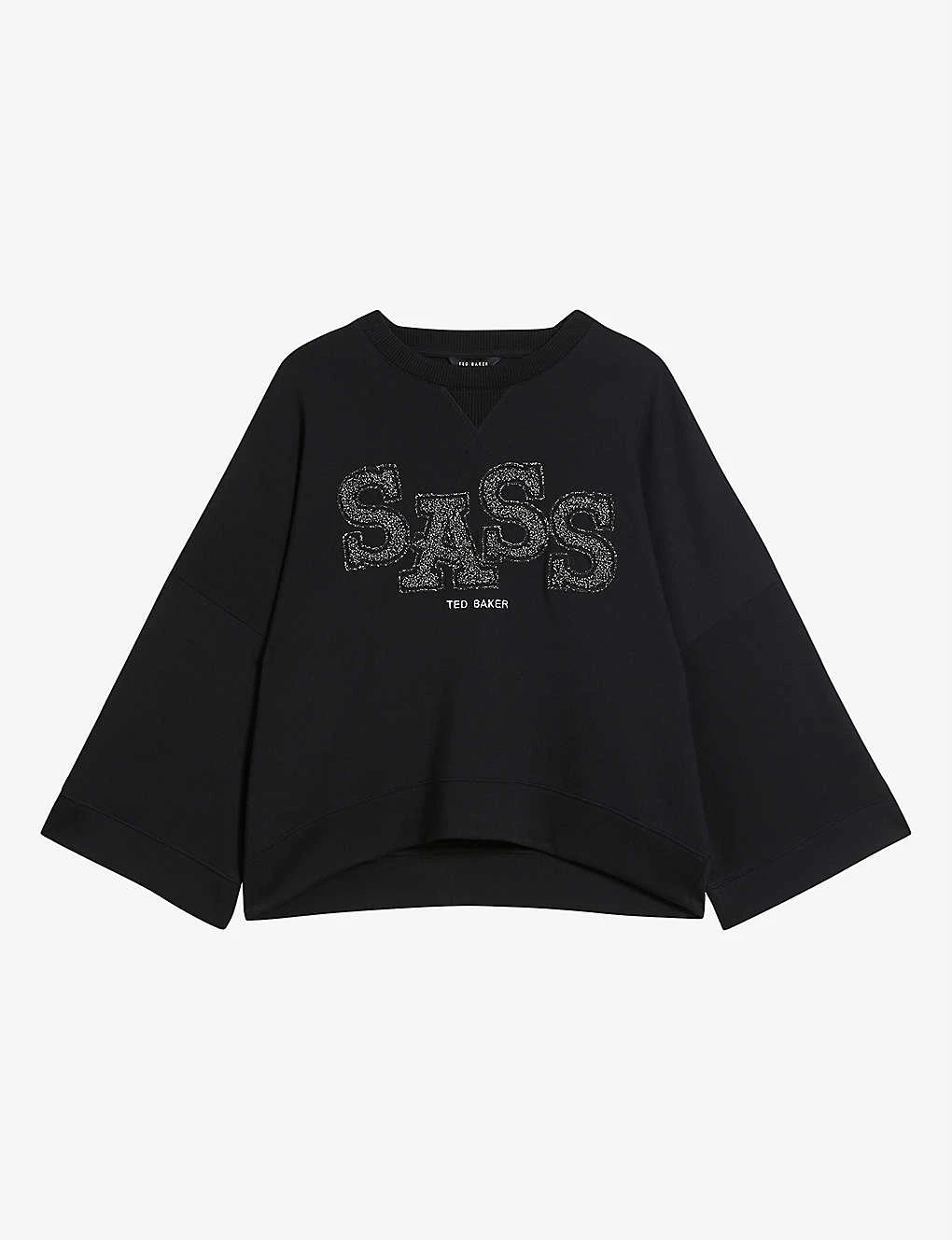 Ted Baker Sassi Metallic Slogan-appliqué Stretch-jersey Sweatshirt 3 Ted Baker Sassi Metallic Slogan-appliqué Stretch-jersey Sweatshirt