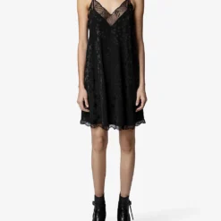 Zadig & Voltaire Risty Star-embellished Woven Slip Dress -Default Template 2 R04074038 NOIR ALT02