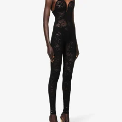 ALAIA Sweetheart-neck Semi-sheer Knitted Jumpsuit -Default Template 2 R04076367 NOIRALAIA ALT02