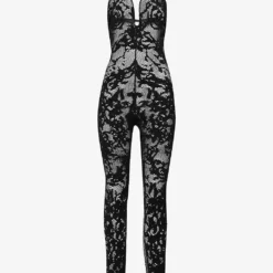 ALAIA Sweetheart-neck Semi-sheer Knitted Jumpsuit
