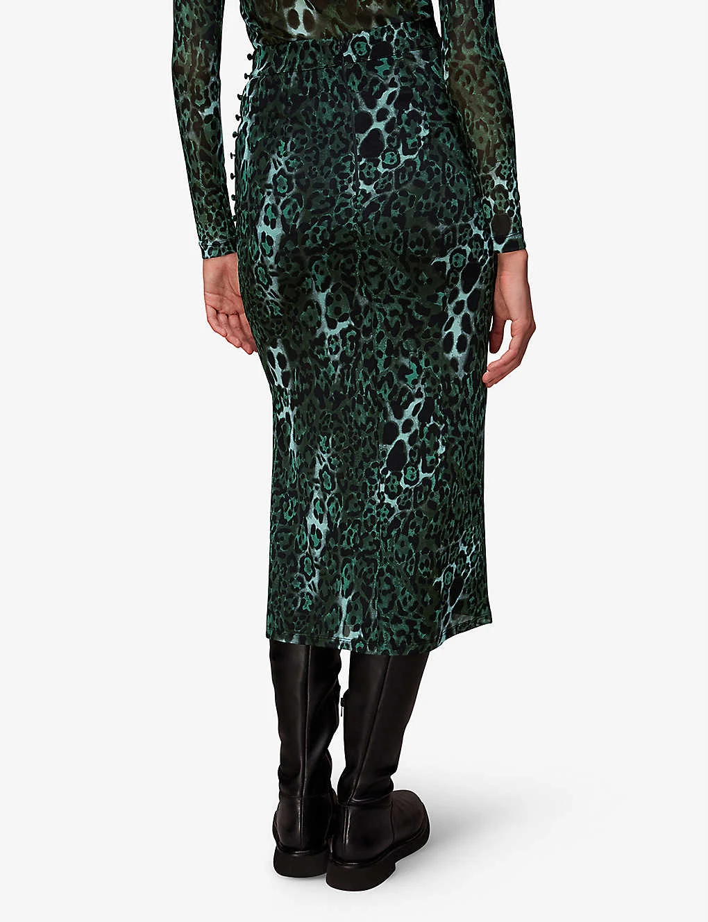 Whistles Night Cat Animal-print Stretch-mesh Midi Skirt 6 Whistles Night Cat Animal-print Stretch-mesh Midi Skirt - Image 4