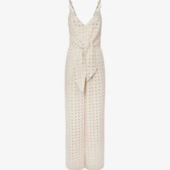 Reiss Scarlet Metallic-embroidery Woven Jumpsuit